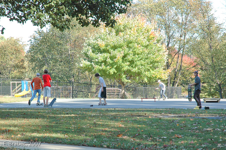 Skateboarding at the park